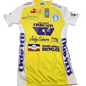 Canari Jersey Shirt Mens Large Yellow San Diego Cyclo-Vets Cycling 1/4 Zip USA